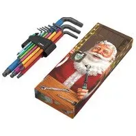 Bilde av Julesett 9 stk. L-nøkkelnøkler for unbrakonøkler, 950/9 Hex-Plus Multicolor Christmas 2023 Wera [05136041001] som gave El-verktøy - Tilbehør - Bits & Borsett