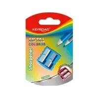 Bilde av Keyroad Pencil sharpener, aluminum, double, blister, mix of colors Skriveredskaper - Skrivetilbehør - Blyantkvessere
