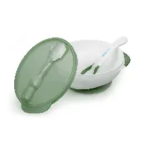 Bilde av Kidsme - Deep plate with suction cup and temperature spoon Green - Baby og barn