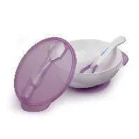 Bilde av Kidsme - Deep plate with suction cup and temperature spoon Plum - Baby og barn