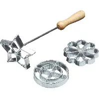 Bilde av Kitchen Craft Rosettbakkelsjern sett med 3 Aluminium Tilbehør