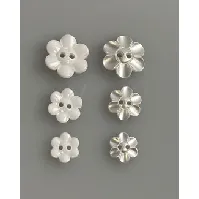 Bilde av Knapp 12 mm Hvit Blomst Strikking, pynt, garn og strikkeoppskrifter
