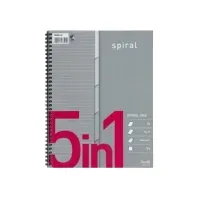 Bilde av Kollegieblok Bantex m/spiral A4+ 5in1 linjeret 5x15ark Papir & Emballasje - Blokker & Post-It - Notatbøker