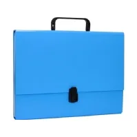 Bilde av Kontorprodukter Foldeboks A4/5cm med håndtak og lås, blå Arkivering - Elastikmapper & Chartekker - Plastlommer