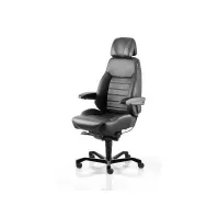 Bilde av Kontorstol KAB Seating Executive, White-Line Sort skind inkl. armlæn og nakkestøtte i sort skind interiørdesign - Stoler & underlag - Kontorstoler