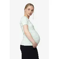 Bilde av Kortermet gravid og ammetopp med grønn striper i organisk bomull SEO > Amme T-skjorte