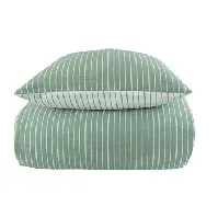 Bilde av Krepp sengetøy - 150x210 cm - Grønn og hvit - Striper - 100% bomull Sengetøy ,  Enkelt sengetøy , Sengetøy 150x210 cm