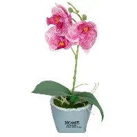Bilde av Kunstig hvit og rosa orkidé - I et fint skjul - Høyde 26 cm Innredning , Dekorasjon  , Kunstige planter , Kunstige blomster