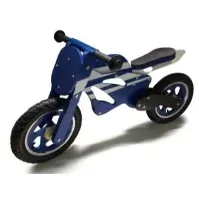 Bilde av Løbe Motorcykel i træ med rigtige lufthjul, Blå Utendørs lek - Gå / Løbekøretøjer - Løpe sykkel