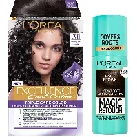 Bilde av L'Oréal Paris Excellence Excellence 3.11 Ultra Ash Dark Brown + Magic Retouch Roots 2 Dark Brown Hårpleie - Pakkedeals