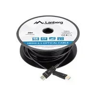Bilde av Lanberg - High Speed - HDMI-kabel med Ethernet - HDMI hann til HDMI hann - 20 m - dobbeltisolert - svart - Active Optical Cable (AOC), 8 K 30 Hz (7680 x 4320) støtte, 4K 144Hz støtte, 8K 60 Hz (7680 x 4320) støtte (DSC), DSC 1.2 support PC tilbehør - Kabl