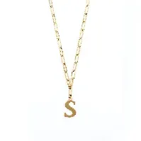 Bilde av Large Letter Necklace On Open Link Chain - S In Gold - Accessories
