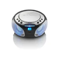 Bilde av Lenco Boombox SCD-550 - Bærbar med discolyseffekt, FM-radio, USB-avspilling, Bluetooth, AUX-inngang, hodetelefonkontakt sølv (SCD-550) TV, Lyd & Bilde - Stereo - CD-Spillere