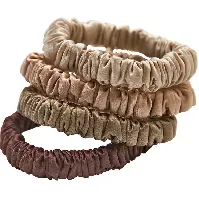 Bilde av Lenoites Mulberry Silk Skinny Scrunchies Beige, light brown, brown, coffee - 4 pcs Accessories - Hårbånd & Hårpynt