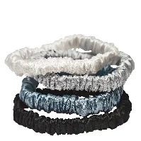 Bilde av Lenoites Mulberry Silk Skinny Scrunchies White, Light Grey, Blue, Hårpleie - Hårpynt og tilbehør - Hårstrikk