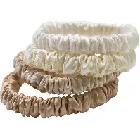 Bilde av Lenoites Mulberry Silk Skinny Scrunchies White, cream white, beige, light brown - 4 pcs Accessories - Hårbånd & Hårpynt