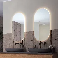 Bilde av Loevschall Blokhus Ovalt LED Speil - Vendbart 100cm Baderomsspeil