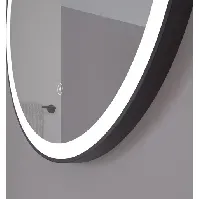 Bilde av Loevschall Nyborg Round speil med lys, dimbar, touch, Ø100 cm, sort Baderom > Innredningen