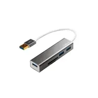 Bilde av LogiLink UA0306, USB 3.2 Gen 1 (3.1 Gen 1) Type-A, Sølv, Hvit, MicroSD (TransFlash), SD, USB 3.2 Gen 1 (3.1 Gen 1) Type-A, 0,15 m PC tilbehør - Kabler og adaptere - USB Huber