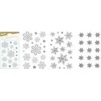 Bilde av MFP papir juleklistremerker, sølv snøflak 80x120mm blanding pris for 1 stk Hobby - Kunsthåndverk - Stoff og garn