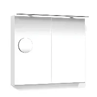 Bilde av Macro Design Crown 2-dør Speilskap Rampe-belysning med Forstørrelsesspeil Hvit / 80cm Speilskap