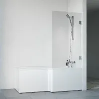 Bilde av Macro Design Divine Badekar med Grace Dusjvegger Høyre Børstet / 80cm Klart Glass Firkantet badekar
