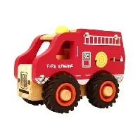 Bilde av Magni - Wooden fire truck with rubber wheels (2632) - Leker