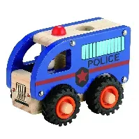 Bilde av Magni - Wooden police bus with rubber wheels (3896) - Leker