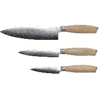 Bilde av Mareld Akio sett med 3 japanske kniver: kokkekniv 21 cm, universalkniv 13 cm og skrellekniv 9 cm Knivsett