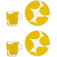 Bilde av Marimekko Iso Unikko krus + tallerken sett, hvit/gul Krus