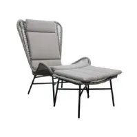 Bilde av Masterjero Outdoor Chair With Stool Grey Hagen - Terrasse - Terrassemøbler