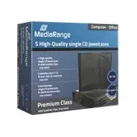 Bilde av MediaRange Retail-Pack CD-Jewelcases single - CD-cover - kapasitet: 1 CD/DVD - svart, gjennomsiktig (en pakke 5) PC-Komponenter - Harddisk og lagring - Medie oppbevaring