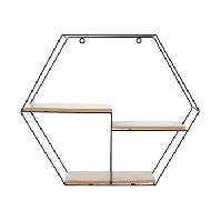 Bilde av Metallhylle til vegg - 49x43x10 cm - Sekskantet sort hylle Innredning , Til bordet , Kjøkkenet