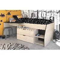 Bilde av Milky halvhøy seng med skrivebord – NATUR Black November - GUTTEROMMET - PRINSESSEROMMET