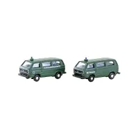 Bilde av Minis by Lemke LC4353 N Personbil model Volkswagen T3, sæt med 2 stk. bus BGS + jernbanepoliti Hobby - Modelltog - Spor H0