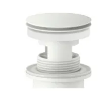 Bilde av Mora push bundventil, mathvid - med klikfunktion og overløb, mat-hvid Rørlegger artikler - Baderommet - Tilbehør for håndvask
