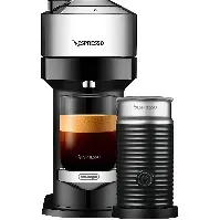 Bilde av Nespresso Vertuo Next Deluxe Value Pack kaffemaskin og melkeskummer, ren krom Kapselmaskin