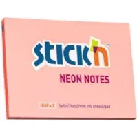 Bilde av Notes blok Stick'N NEON 100b 76x127 Rosa127x10x76mm 0,075kg (1stk) Papir & Emballasje - Blokker & Post-It - Notatbøker