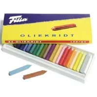Bilde av Oliekridt - ass. farver - (24 stk.) Skole og hobby - Faste farger - Fargekritt til skolebruk