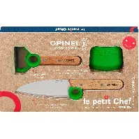 Bilde av Opinel Le Petit Chef barnesett 3 deler, grønn Barnekniv