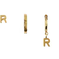 Bilde av Orelia Stud Hoop Ear Party Initial R - Pale Gold Accessories - Smykker - Øredobber