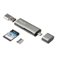 Bilde av PNY - Kortleser - 3-i-1 (SD, microSD, SDHC, microSDHC, SDXC, microSDXC) - USB-C PC & Nettbrett - Bærbar tilbehør - Portreplikator og dokking