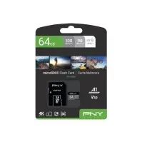 Bilde av PNY PRO Elite - Flashminnekort (microSDXC til SD-adapter inkludert) - 64 GB - A1 / Video Class V30 / UHS-I U3 / Class10 - microSDXC UHS-I Foto og video - Foto- og videotilbehør - Minnekort