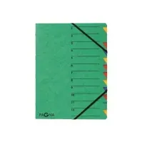Bilde av Pagna Easy - Klassifikasjonsmappe - 12 rom - 12 deler - fortrykt: 1-12 - grønn Arkivering - Elastikmapper & Chartekker - Sortering av mapper