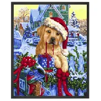 Bilde av Paint By Numbers Hundenes jul Strikking, pynt, garn og strikkeoppskrifter
