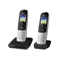 Bilde av Panasonic KX-TGH722G - Trådløs telefon - svarersystem med anrops-ID/samtale venter - DECT\GAP - treveis anropskapasitet - svart, sølv + ekstra håndsett Tele & GPS - Fastnett & IP telefoner - Trådløse telefoner