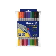 Bilde av Pelikan Colorella twin C 304 - Dobbelsidig fibertupp-pen - ikke-permanent - for tekstil - assorterte farger - 1-2 mm (en pakke 10) Skriveredskaper - Fiberpenner & Finelinere - Fiberpenner