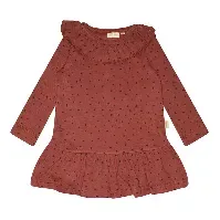 Bilde av Petit Piao Dress Modal O-Neck Frill Dot Berry Dust/Dark Red - Babyklær