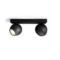 Bilde av Philips Hue Buckram spotter i tak, 2 spotter, sort Spotlampe
