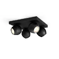 Bilde av Philips Hue Buckram spotter i tak, 4 spotter, sort Spotlampe